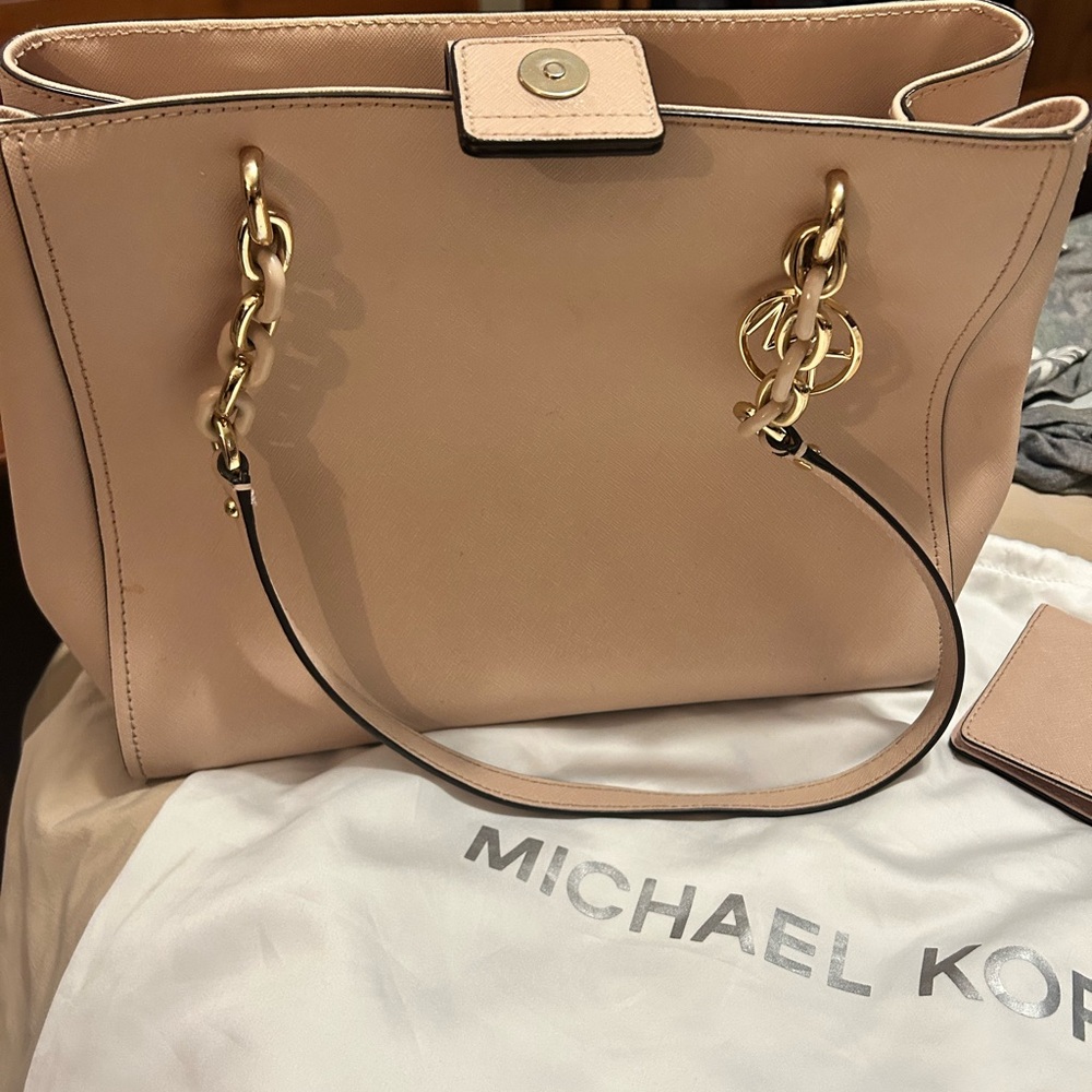 Michael Kors Pink Tote with Gold Chains